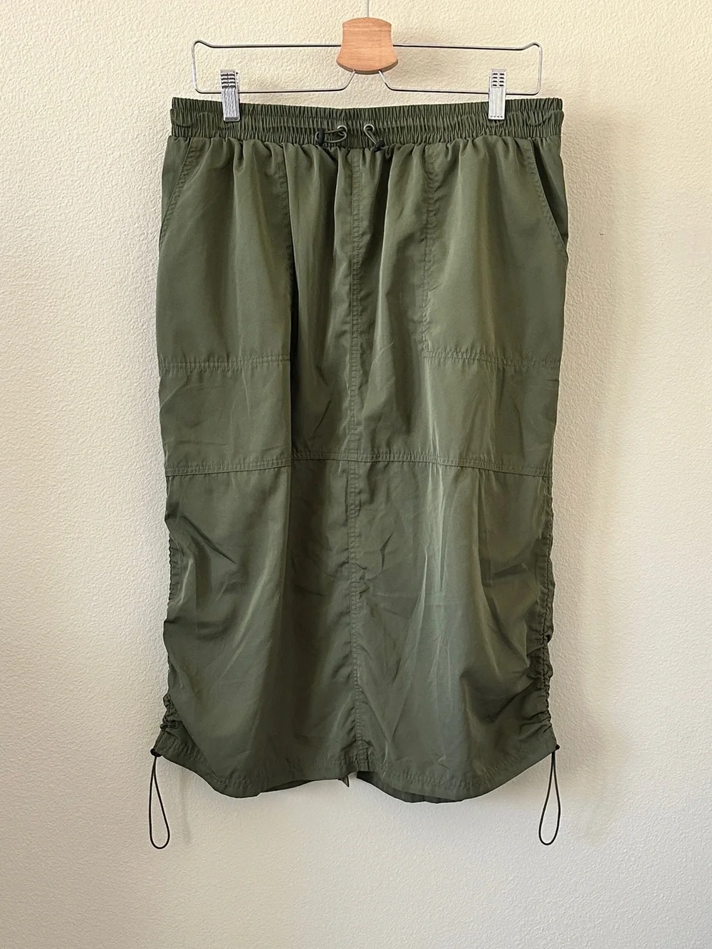 Wild Fable Army Green Drawcord Midi Skirt Size L